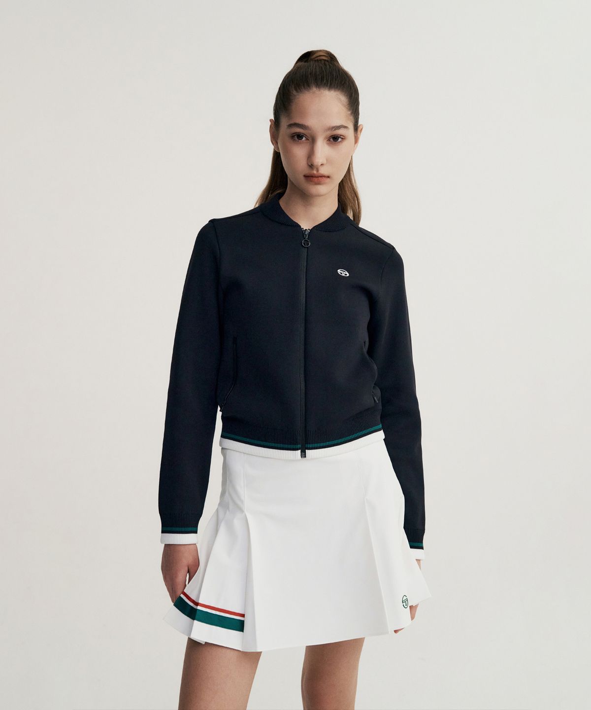 세르지오 타키니(SERGIO TACCHINI) W 플래그 베러니트 집업 가디건 (Black)