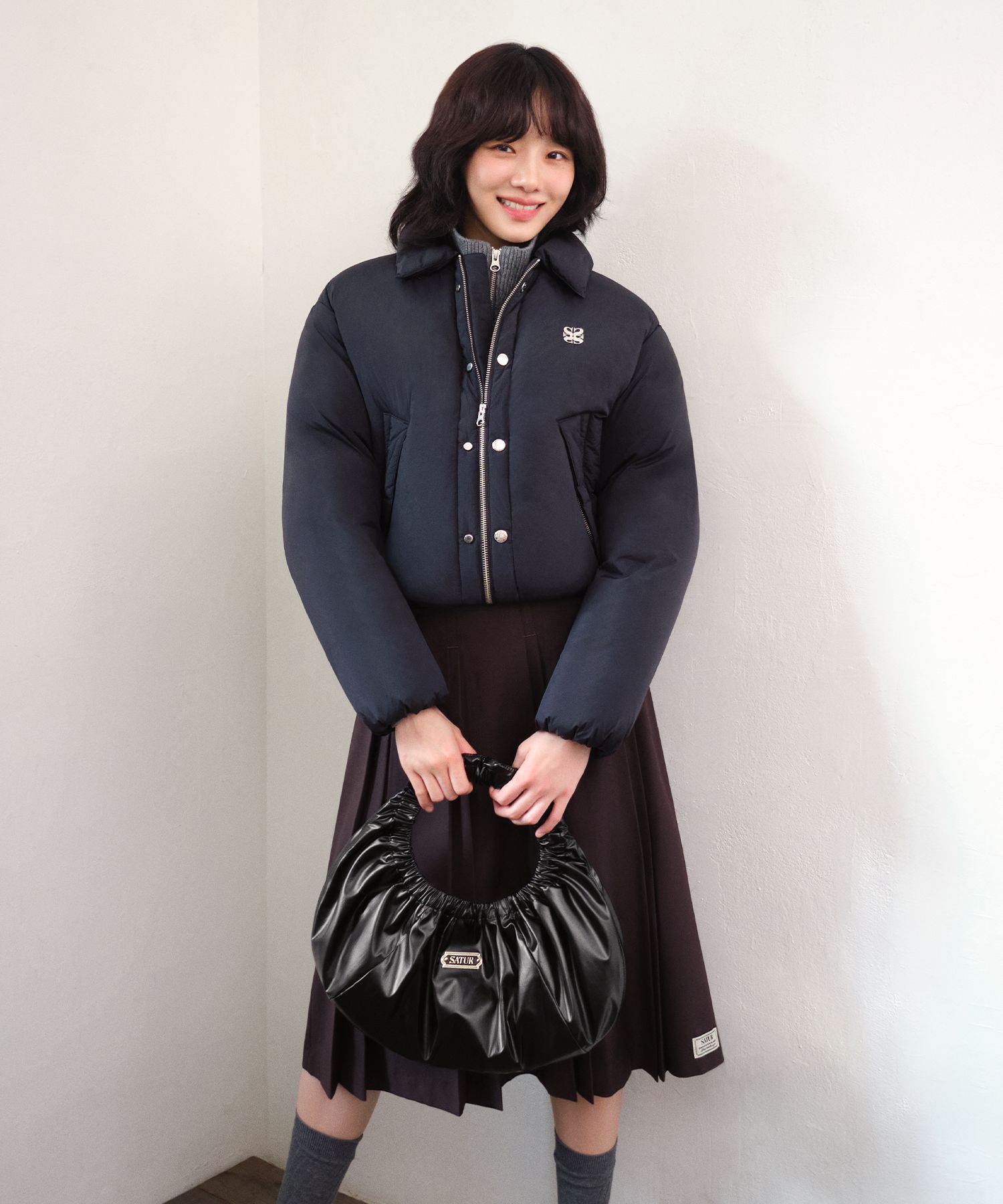 ■SATUR■ Scrunchy Medium Shoulder Bag Black SA245UAB04BK MUSINSA | SATUR Scrunchy Medium Shoulder Bag Black