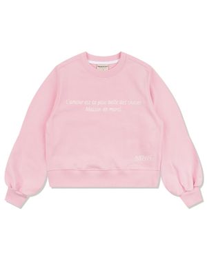 우먼즈 심플 로고 트라이앵글 자수 퍼프 슬림 크롭 맨투맨 핑크(FCE3TS505W)