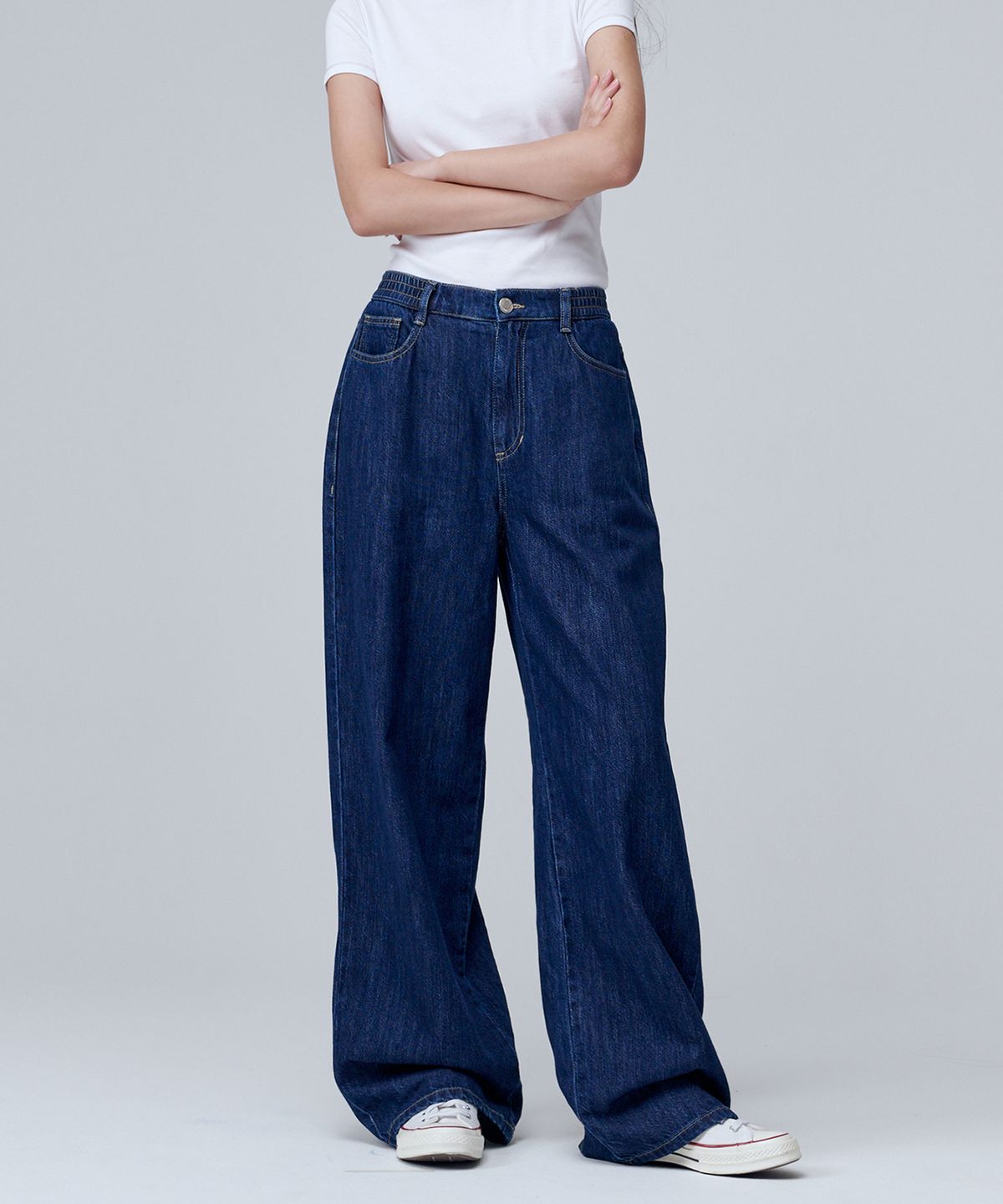 마롭(MALOUPE) 9136 밴딩 와이드 데님팬츠 (미디움 인디고)