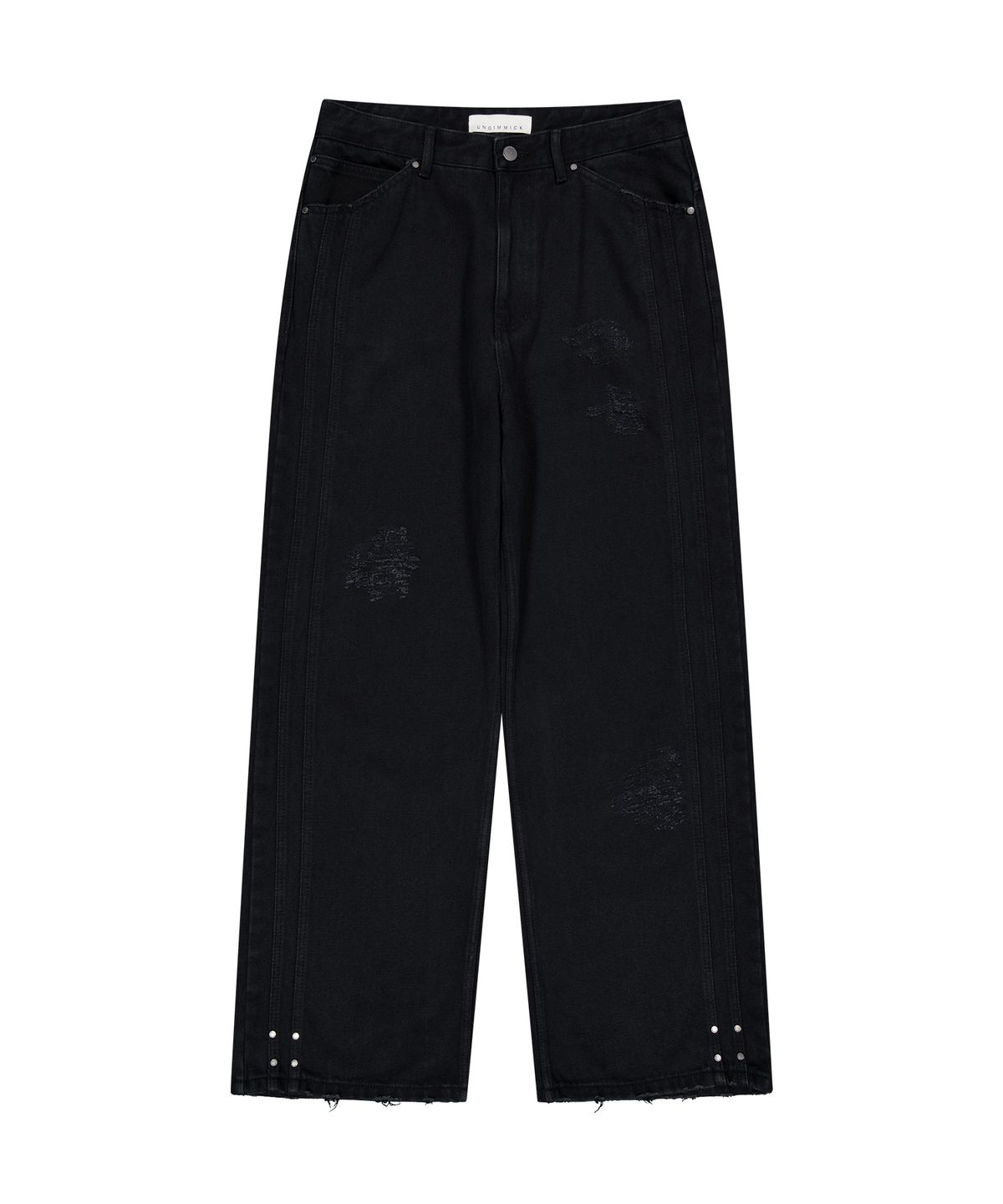 언지미크(UNGIMMICK) DAMAGED DENIM PANTS (BLACK)