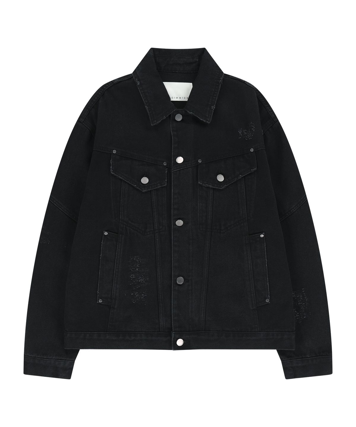 언지미크(UNGIMMICK) DAMAGED DENIM TRUCKER JACKET (BLACK)
