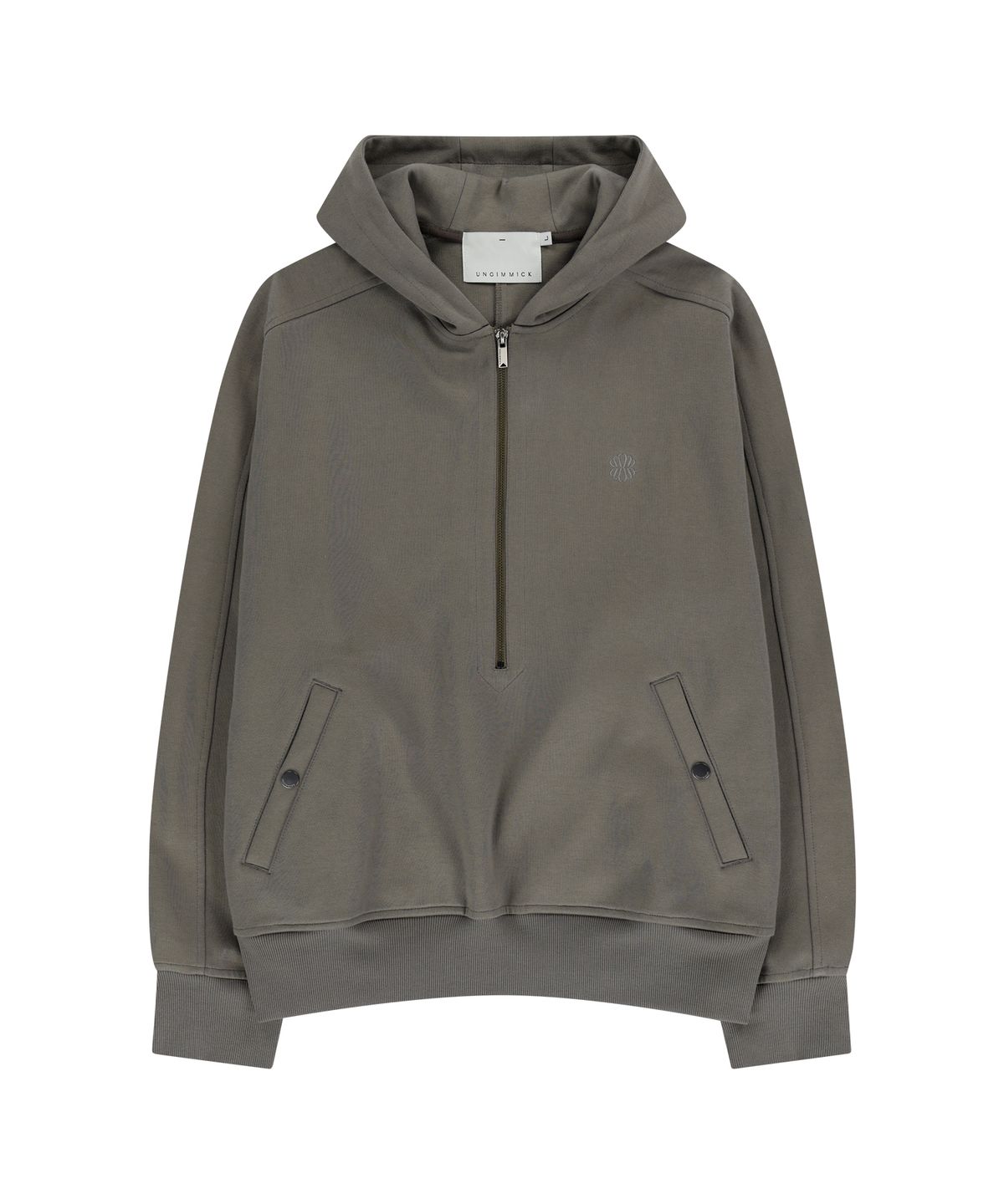 언지미크(UNGIMMICK) HALF ZIP-UP HOODIE (KHAKI)