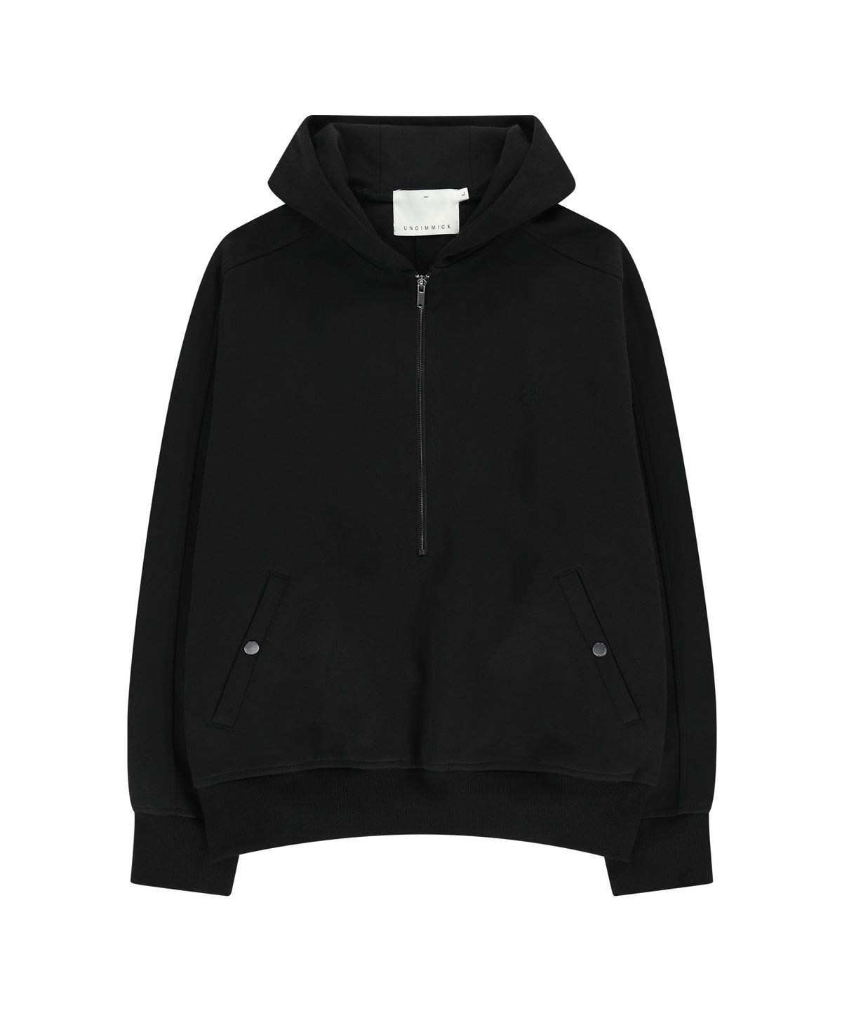 언지미크(UNGIMMICK) HALF ZIP-UP HOODIE (BLACK)