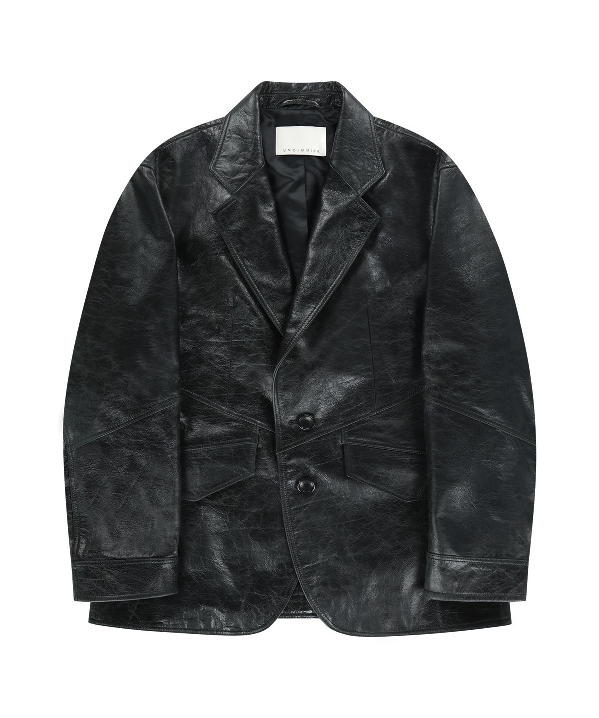 언지미크(UNGIMMICK) BUFFALO LEATHER SINGLE JACKET (DARK GRAY)