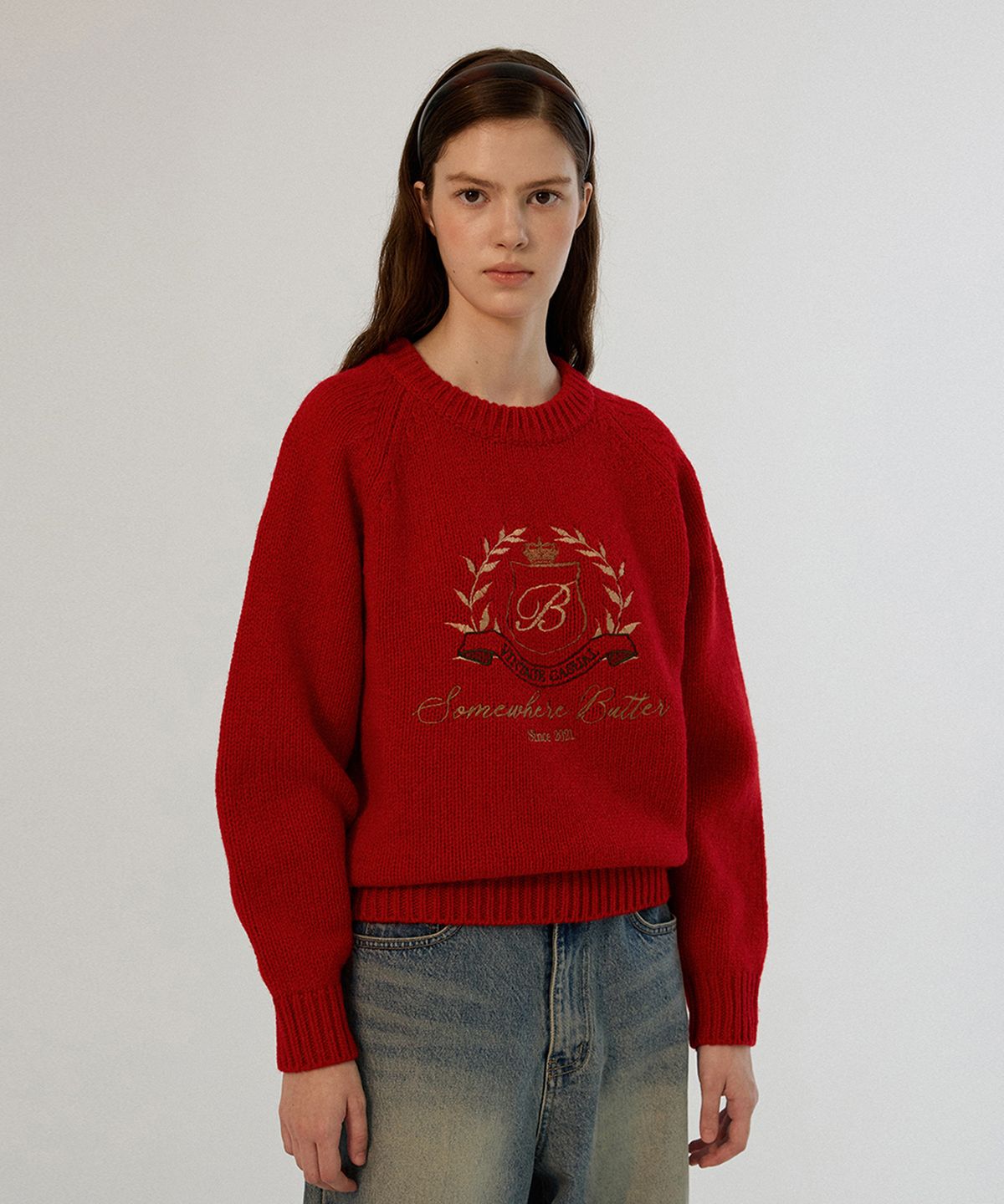 썸웨어버터(SOMEWHEREBUTTER) Kevin Wool Knit - Vintage Red
