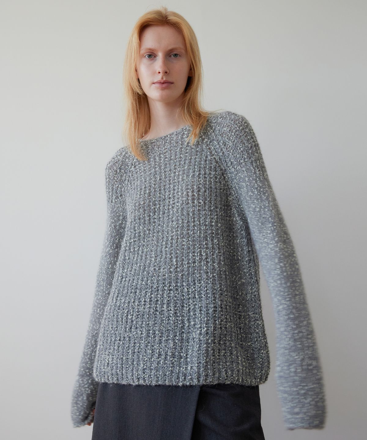 르바(LEVAR) Hairy Loose-Fit Knit - Melange Grey - 사이즈 & 후기 | 무신사