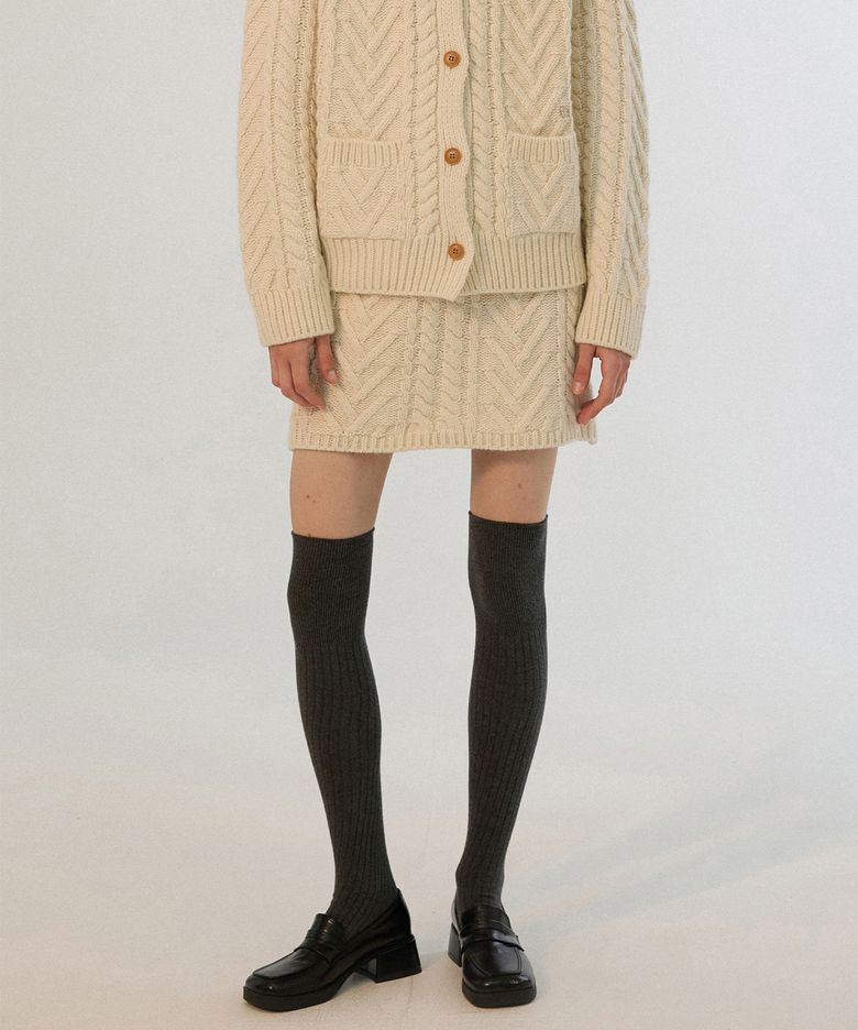 Colleen Cable Knit Skirt - Ivory