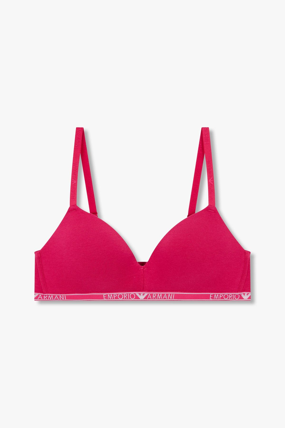 엠포리오 아르마니 언더웨어(EMPORIO ARMANI UNDERWEAR) 여성 씬 로고 밴딩 패디드 트라이앵글 브라_소프트 마젠타 0824381516
