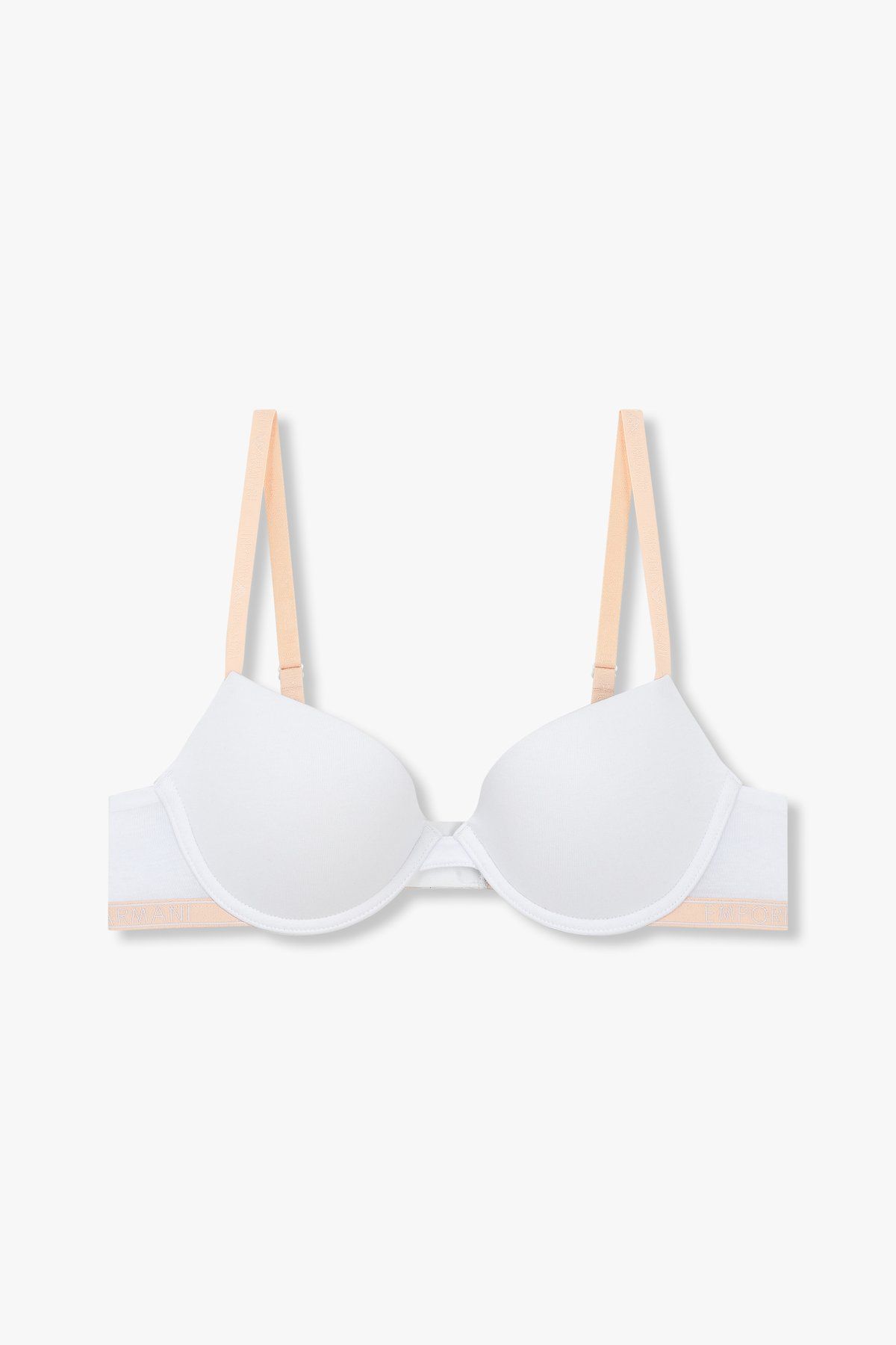 엠포리오 아르마니 언더웨어(EMPORIO ARMANI UNDERWEAR) 여성 씬 로고 밴딩 푸쉬업 브라_화이트 0824385521