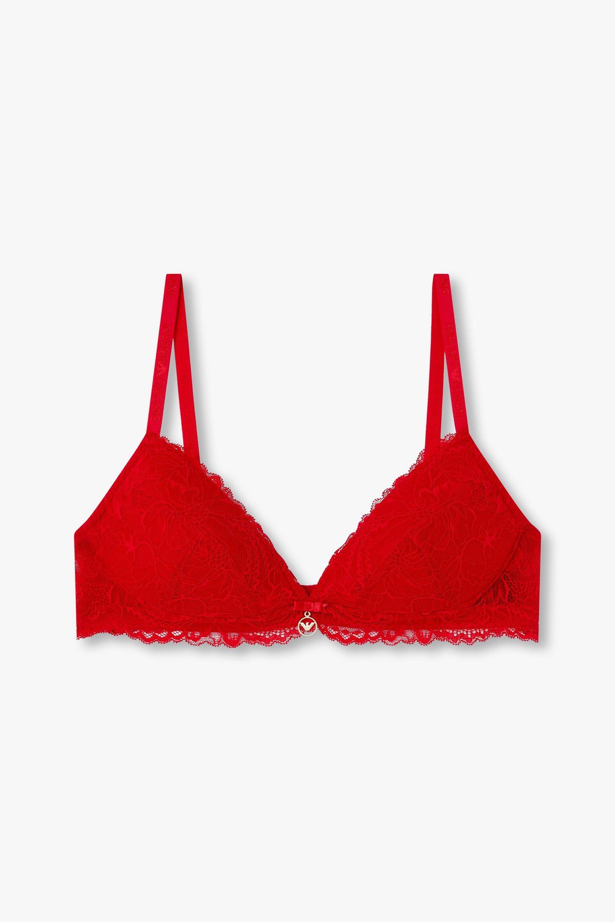 엠포리오 아르마니 언더웨어(EMPORIO ARMANI UNDERWEAR) 여성 플라워 자수 패디드 트라이앵글 브라_레드 0824381506