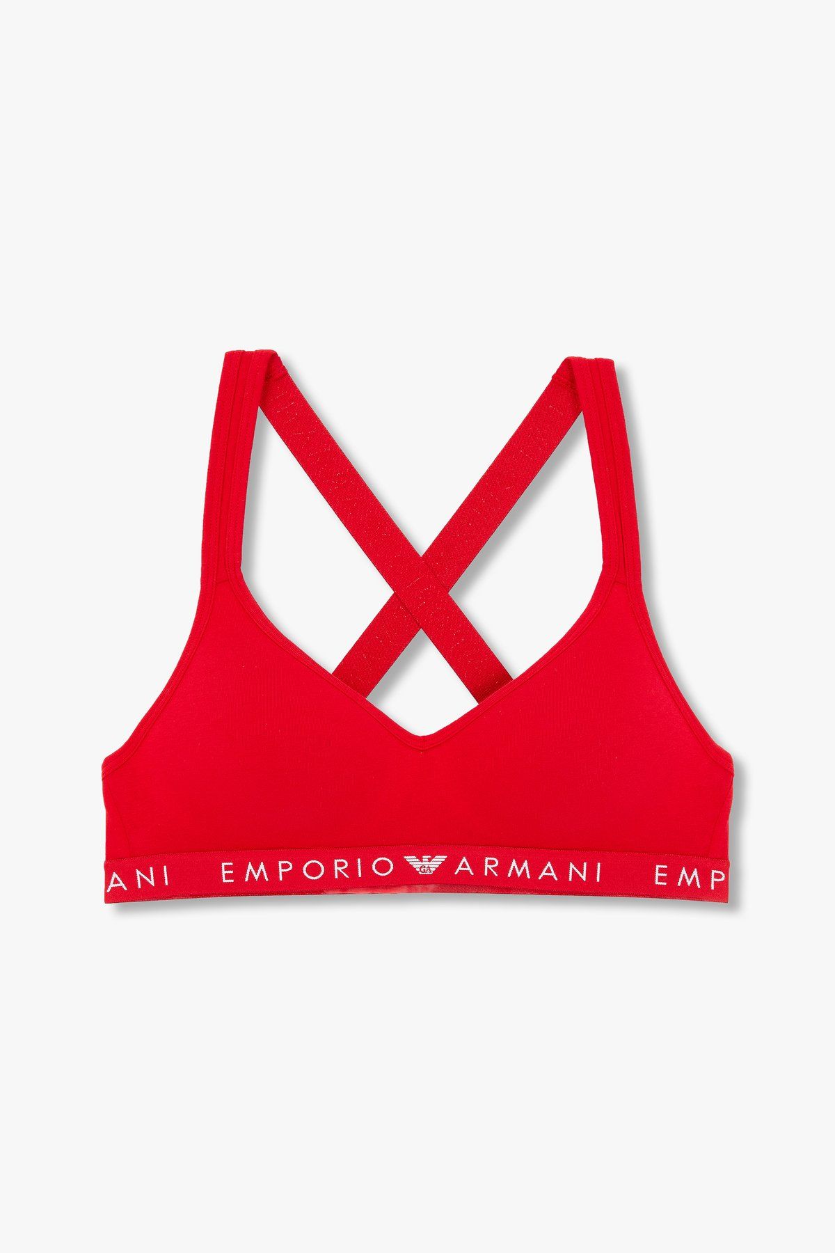 엠포리오 아르마니 언더웨어(EMPORIO ARMANI UNDERWEAR) 여성 로고 밴딩 패디드 브라렛 브라_레드 0824381521