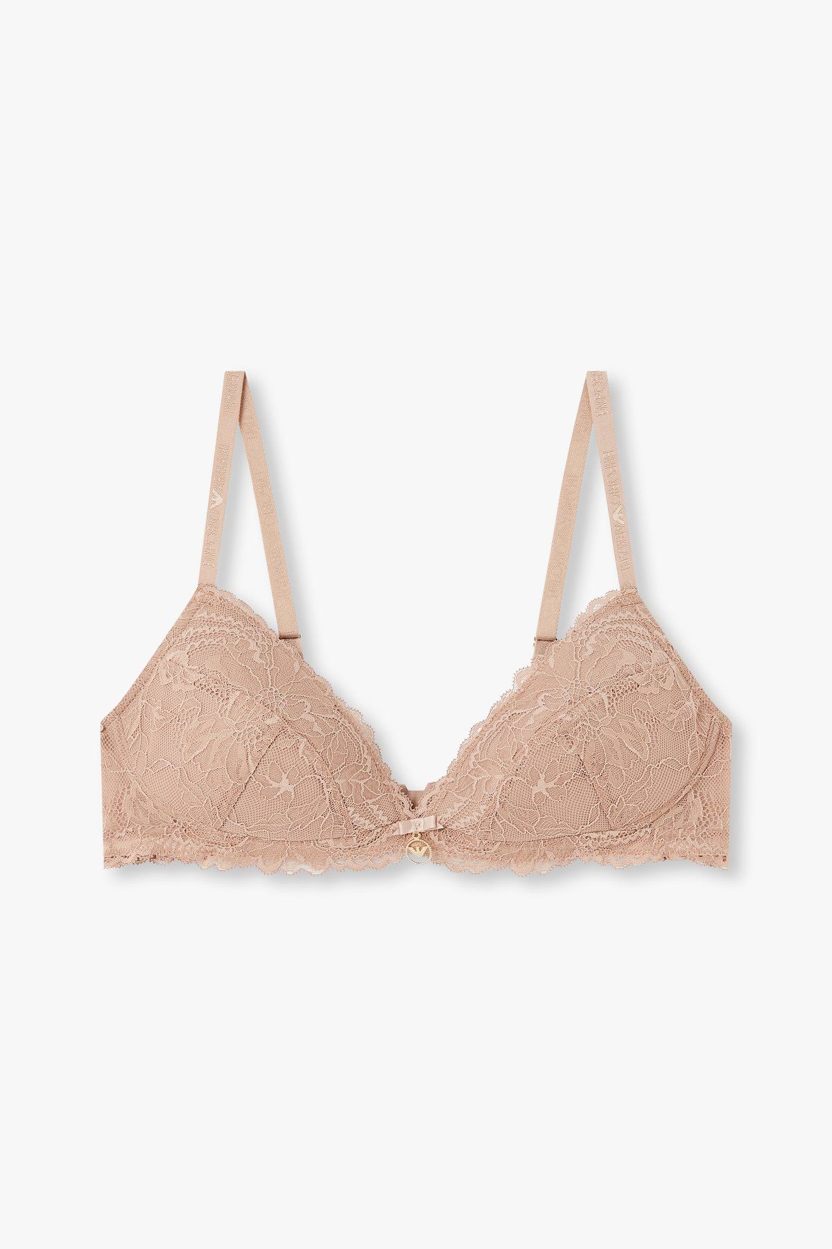 엠포리오 아르마니 언더웨어(EMPORIO ARMANI UNDERWEAR) 여성 플라워 자수 패디드 트라이앵글 브라_라이트 브라운 0824381507