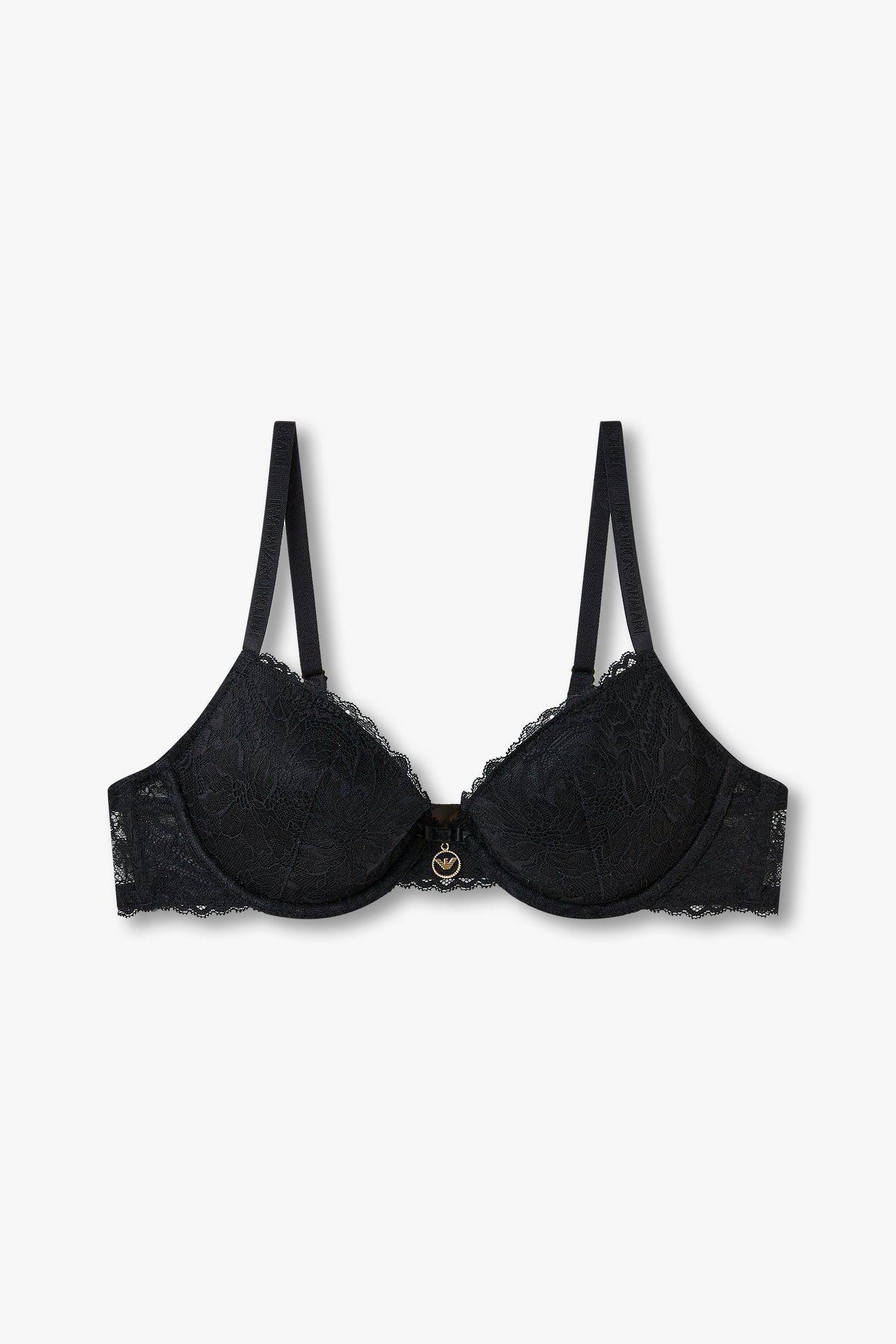 엠포리오 아르마니 언더웨어(EMPORIO ARMANI UNDERWEAR) 여성 플라워 리무브 패드 푸쉬업 브라_블랙 0824385510