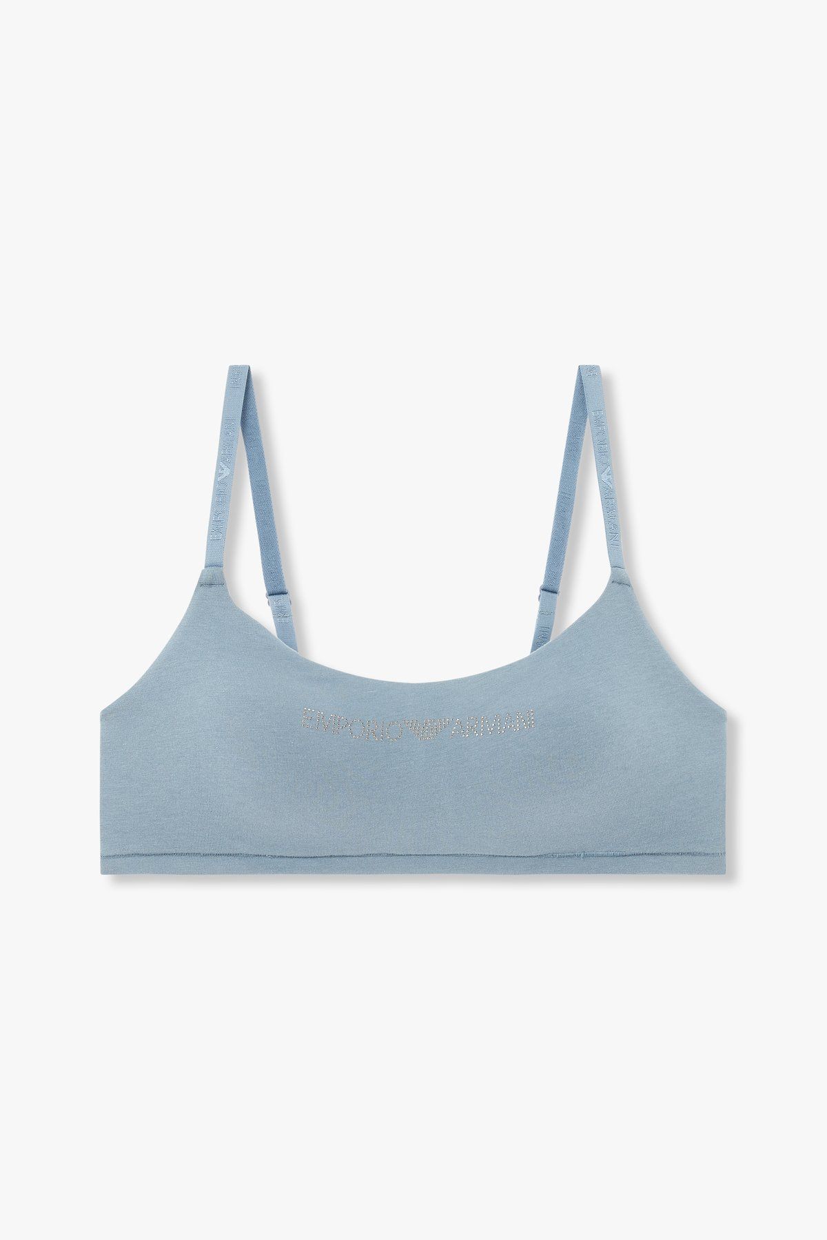 엠포리오 아르마니 언더웨어(EMPORIO ARMANI UNDERWEAR) 여성 큐빅 로고 패디드 트라이앵글 브라_블루 0824381513