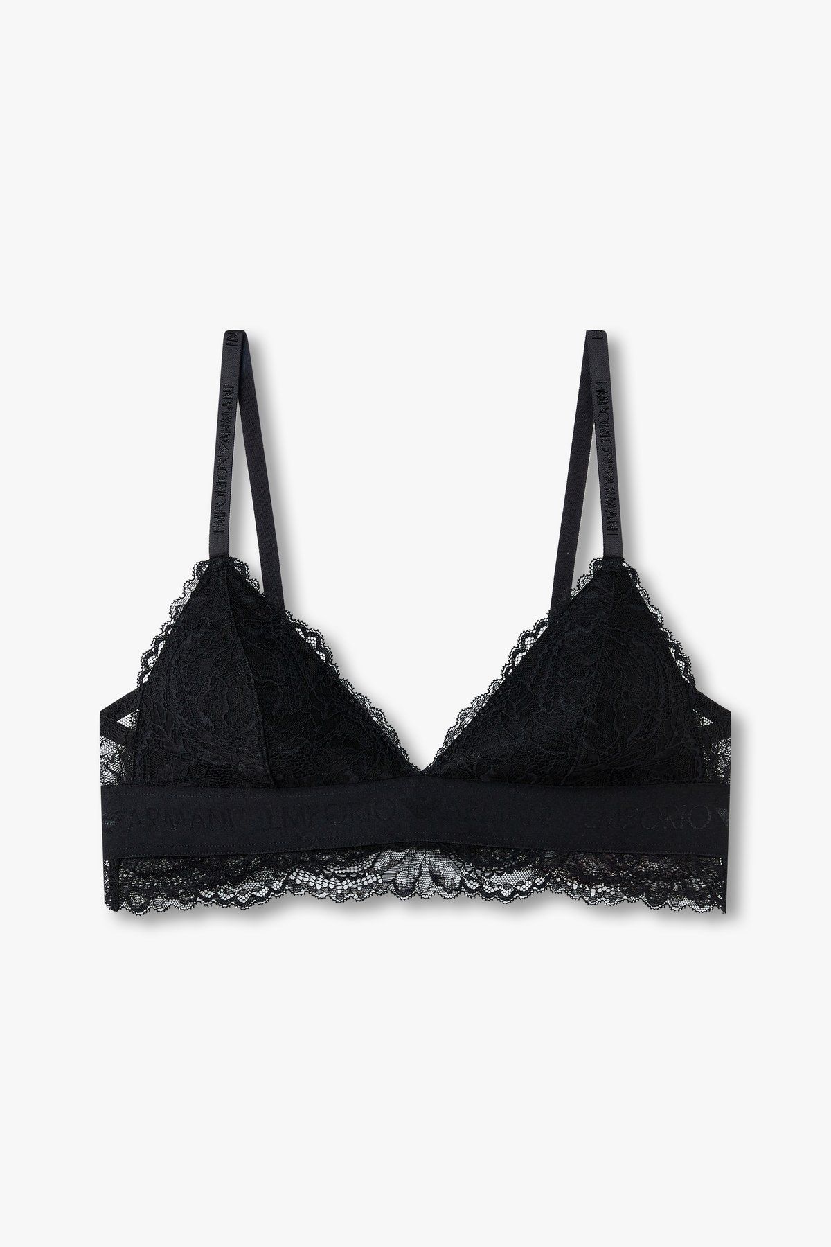엠포리오 아르마니 언더웨어(EMPORIO ARMANI UNDERWEAR) 여성 로고 밴딩 패디드 트라이앵글 브라_블랙 0824381508
