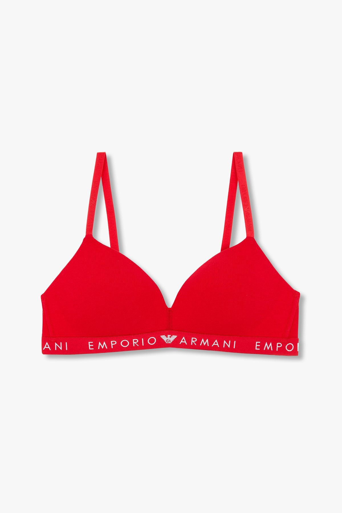엠포리오 아르마니 언더웨어(EMPORIO ARMANI UNDERWEAR) 여성 로고 밴딩 패디드 트라이앵글 브라_레드 0824381525
