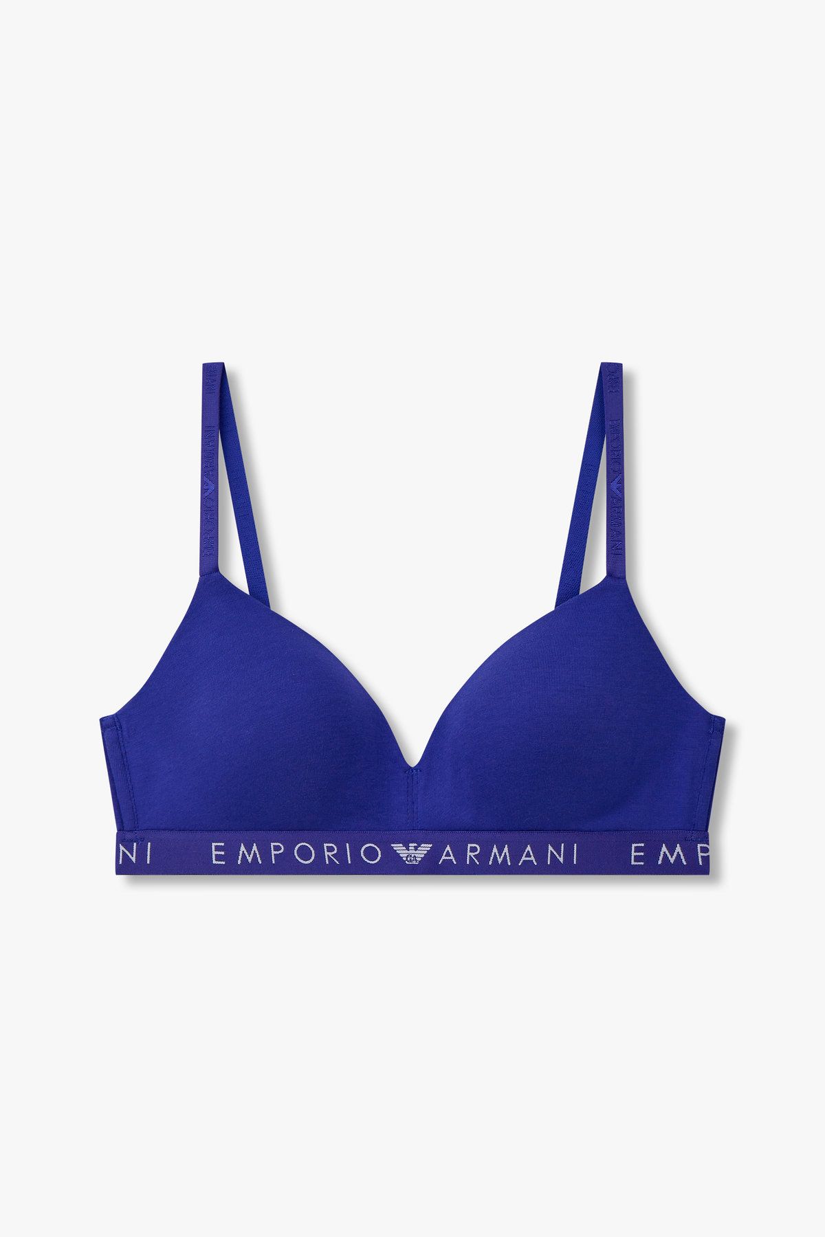 엠포리오 아르마니 언더웨어(EMPORIO ARMANI UNDERWEAR) 여성 로고 밴딩 패디드 트라이앵글 브라_블루 0824381524