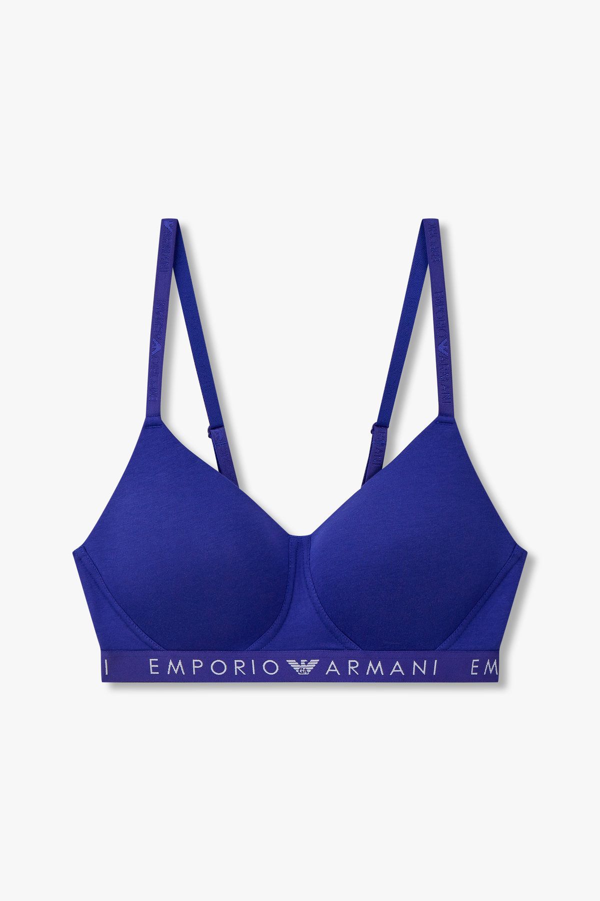 엠포리오 아르마니 언더웨어(EMPORIO ARMANI UNDERWEAR) 여성 로고 밴딩 소프트 컨투어 브라_블루 0824381528