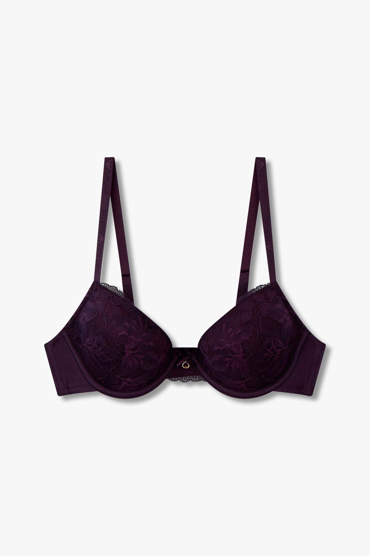 엠포리오 아르마니 언더웨어(EMPORIO ARMANI UNDERWEAR) 여성 플라워 리무브 패드 푸쉬업 브라_다크 퍼플 0824385519