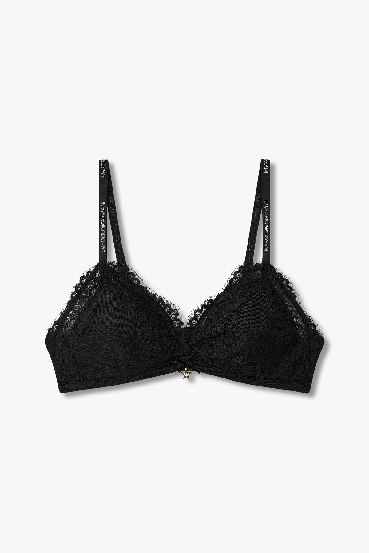 엠포리오 아르마니 언더웨어(EMPORIO ARMANI UNDERWEAR) 여성 메탈릭 패디드 트라이앵글 브라_블랙 0824381510