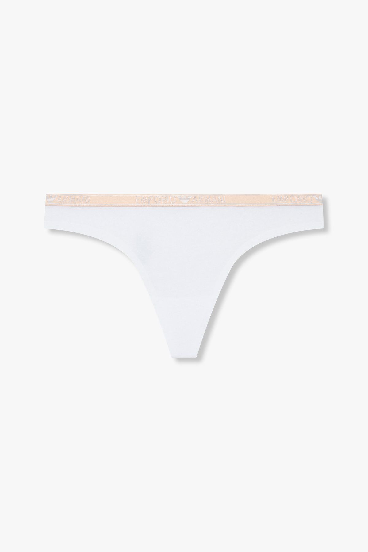 엠포리오 아르마니 언더웨어(EMPORIO ARMANI UNDERWEAR) 여성 씬 로고 밴딩 코튼 티팬티_화이트 0824310514