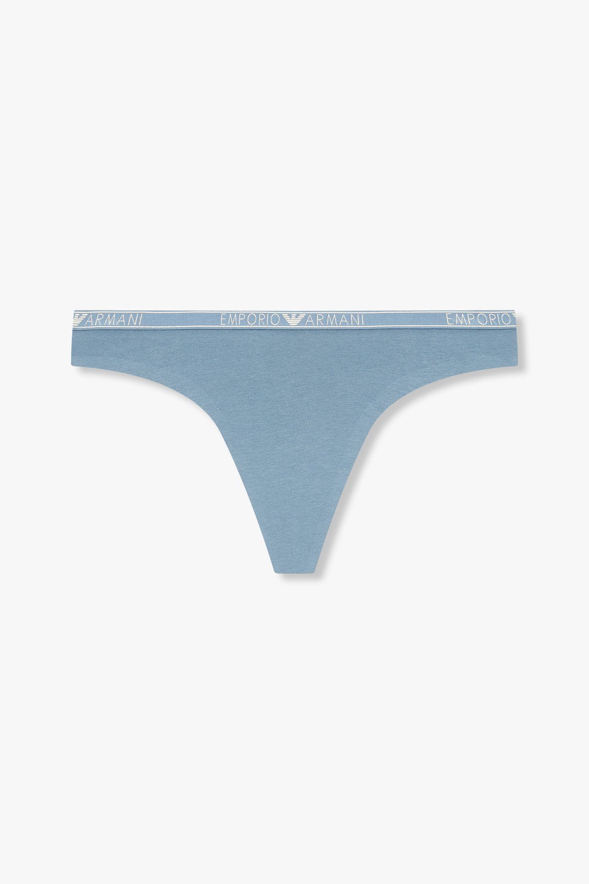 엠포리오 아르마니 언더웨어(EMPORIO ARMANI UNDERWEAR) 여성 씬 로고 밴딩 코튼 티팬티_블루 0824310517
