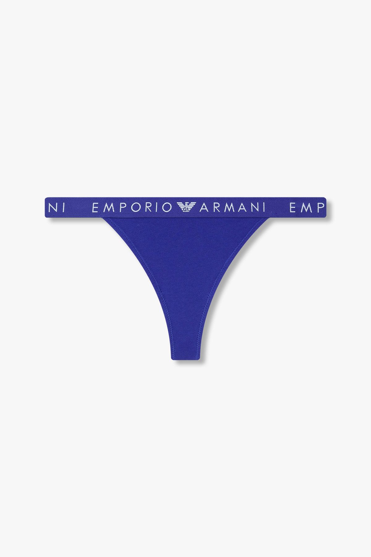 엠포리오 아르마니 언더웨어(EMPORIO ARMANI UNDERWEAR) 여성 씬 로고 밴딩 코튼 티팬티_블루 0824310520