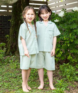 111민트체크 반소매 파자마세트