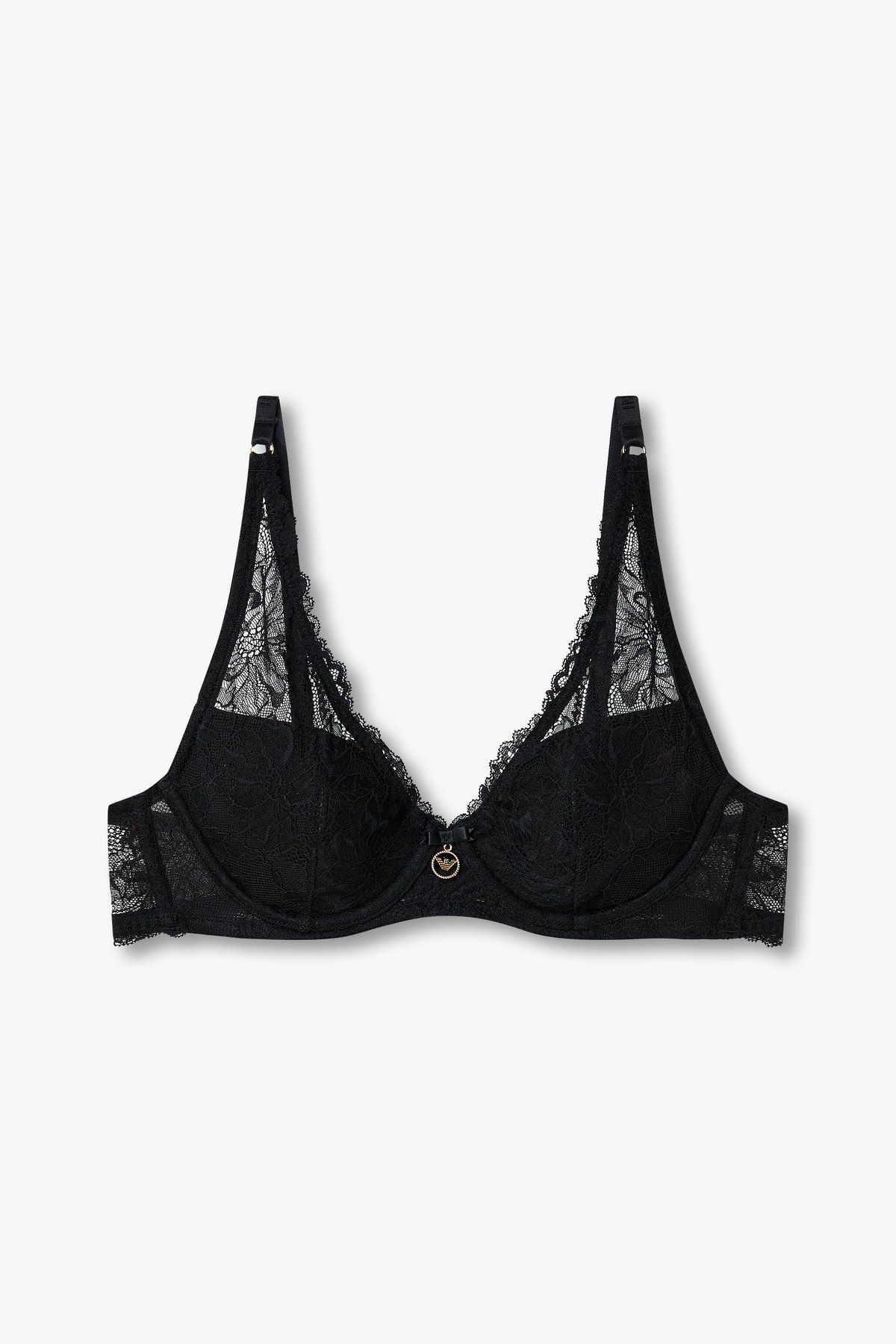 엠포리오 아르마니 언더웨어(EMPORIO ARMANI UNDERWEAR) 여성 플라워 자수 패디드 브라_블랙 0824385506