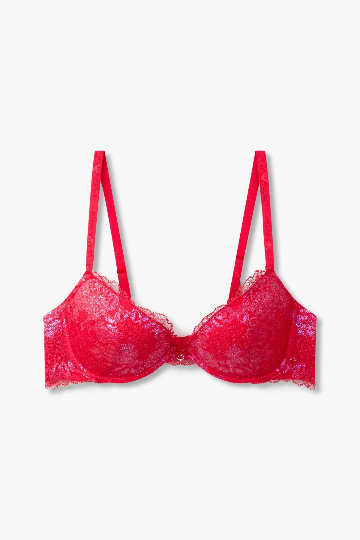 엠포리오 아르마니 언더웨어(EMPORIO ARMANI UNDERWEAR) 여성 샤이닝 플라워 메쉬 푸쉬업 브라_레드 0824385515