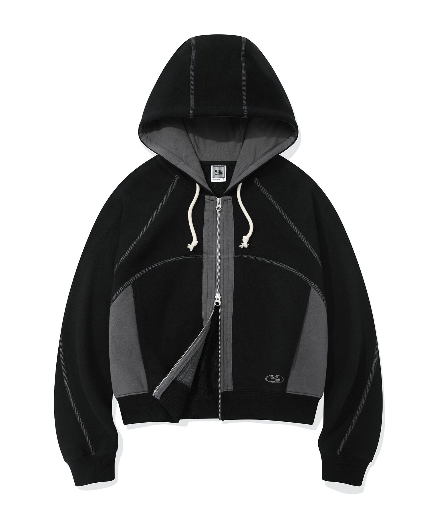 さらに100円引き◆CODEGRAPHY◆Raglan color hooded zip-up MUSINSA | Codegraphy (Women) Raglan Cut Hooded Zip-Up_Black