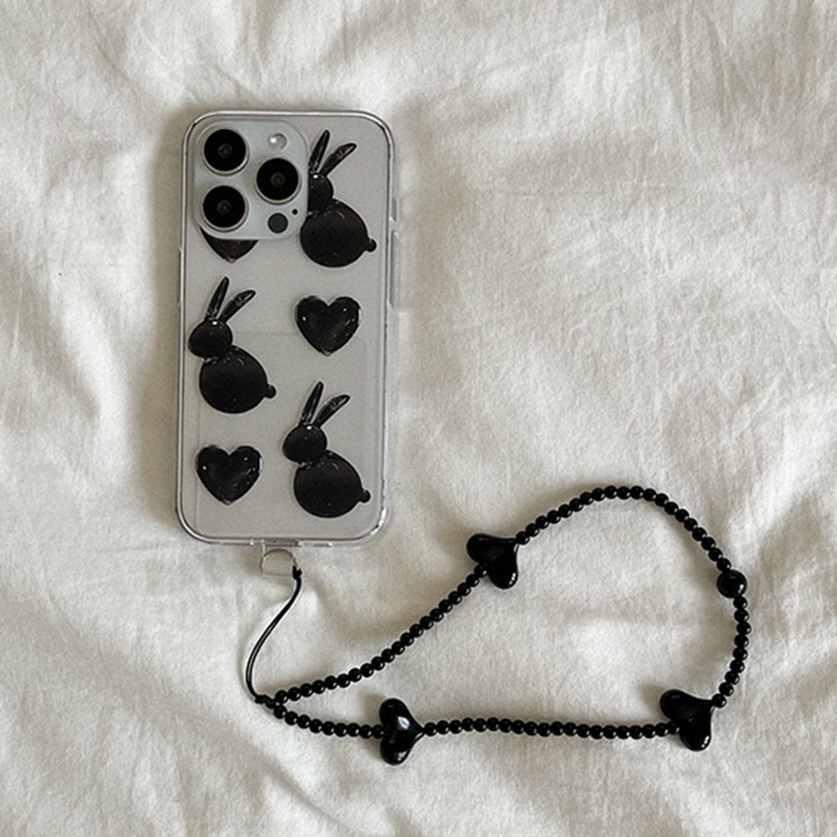 메이드모먼(MADEMOMENT) black heart 비즈 스트랩