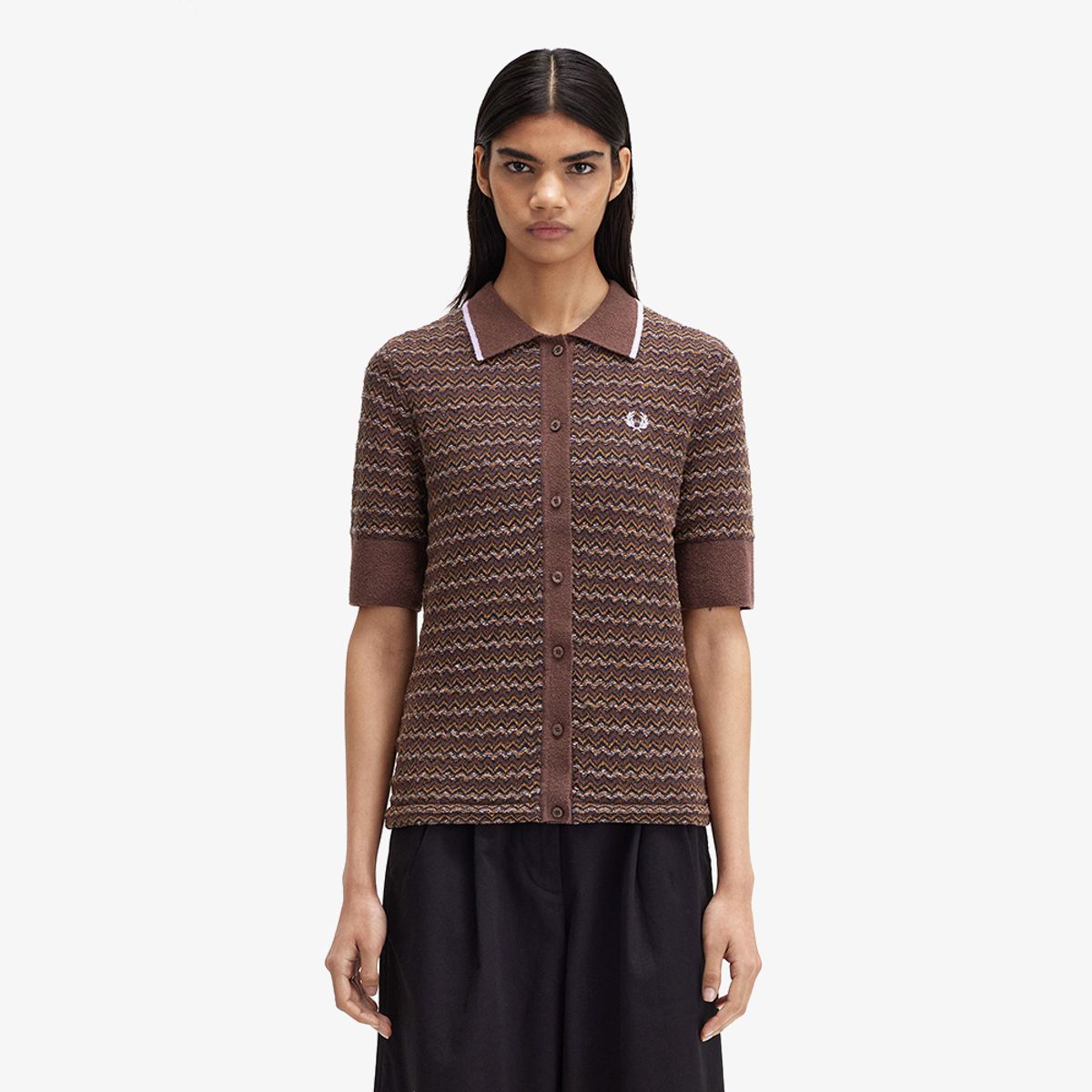 프레드페리(FRED PERRY) [Womens] 부클 자카드 니트 셔츠 (U53) AFPF2438112-U53