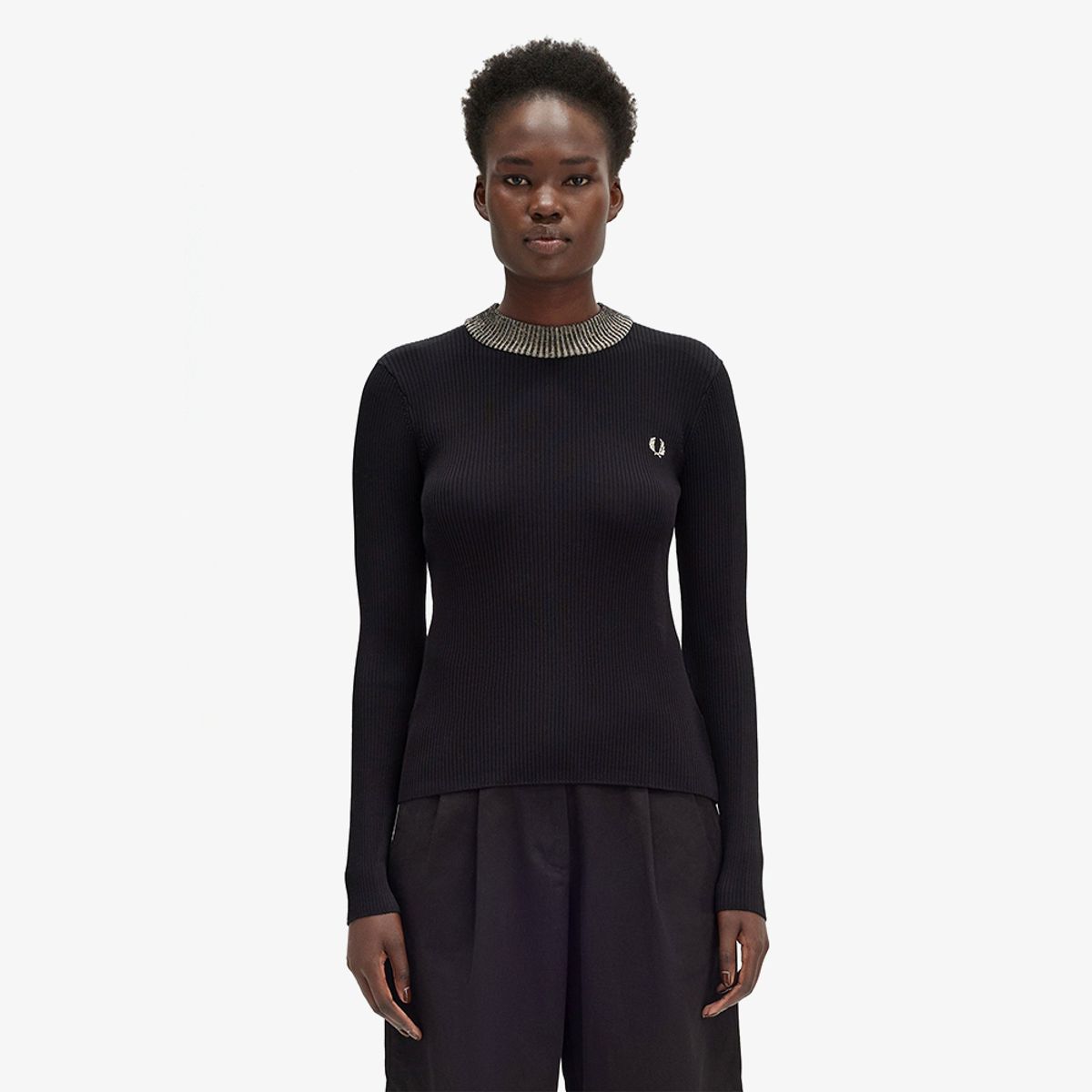 프레드페리(FRED PERRY) [Womens] 스페이스 다이 립 니트 (102) AFPF2438102-102