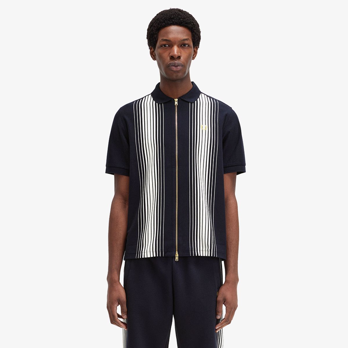 프레드페리(FRED PERRY) [Sharp] 옴브레 스트라이프 집 스루 폴로 셔츠 (608) AFPM2438542-608