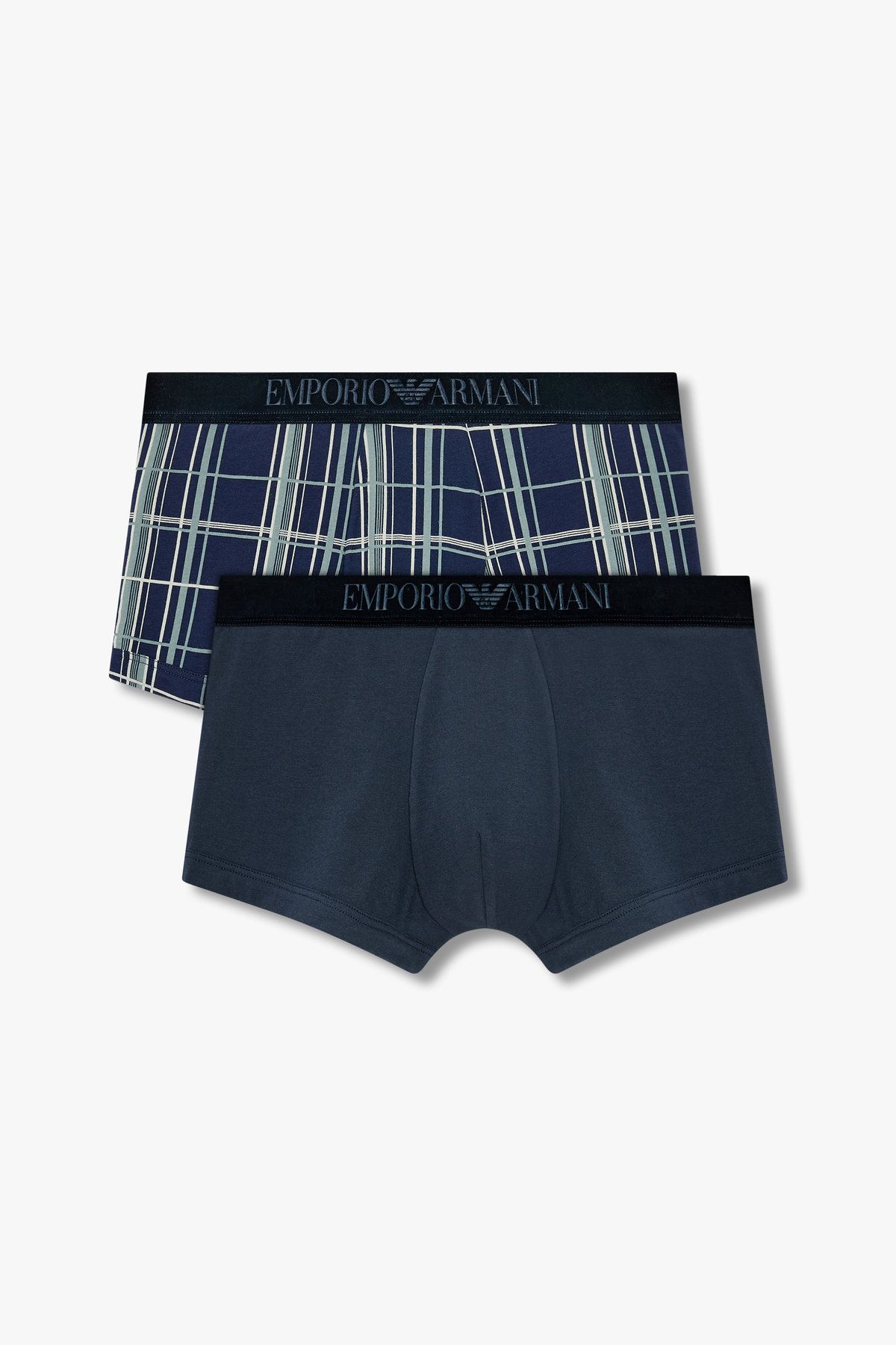 엠포리오 아르마니 언더웨어(EMPORIO ARMANI UNDERWEAR) 남성 벨루어 밴딩 코튼 드로즈 2PACK_마린 08M4361002