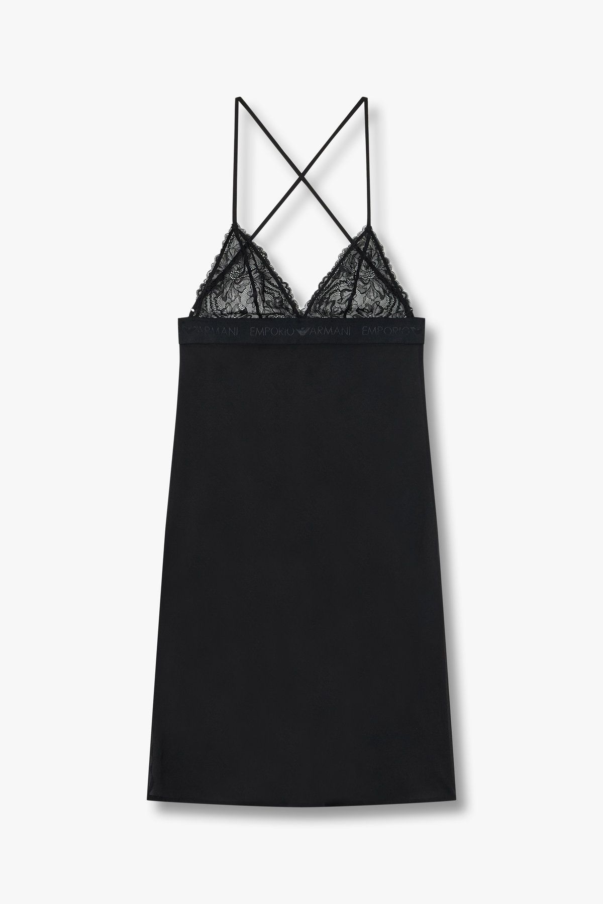 엠포리오 아르마니 언더웨어(EMPORIO ARMANI UNDERWEAR) 여성 로고 프린트 레이스 슬립_블랙 0824318501