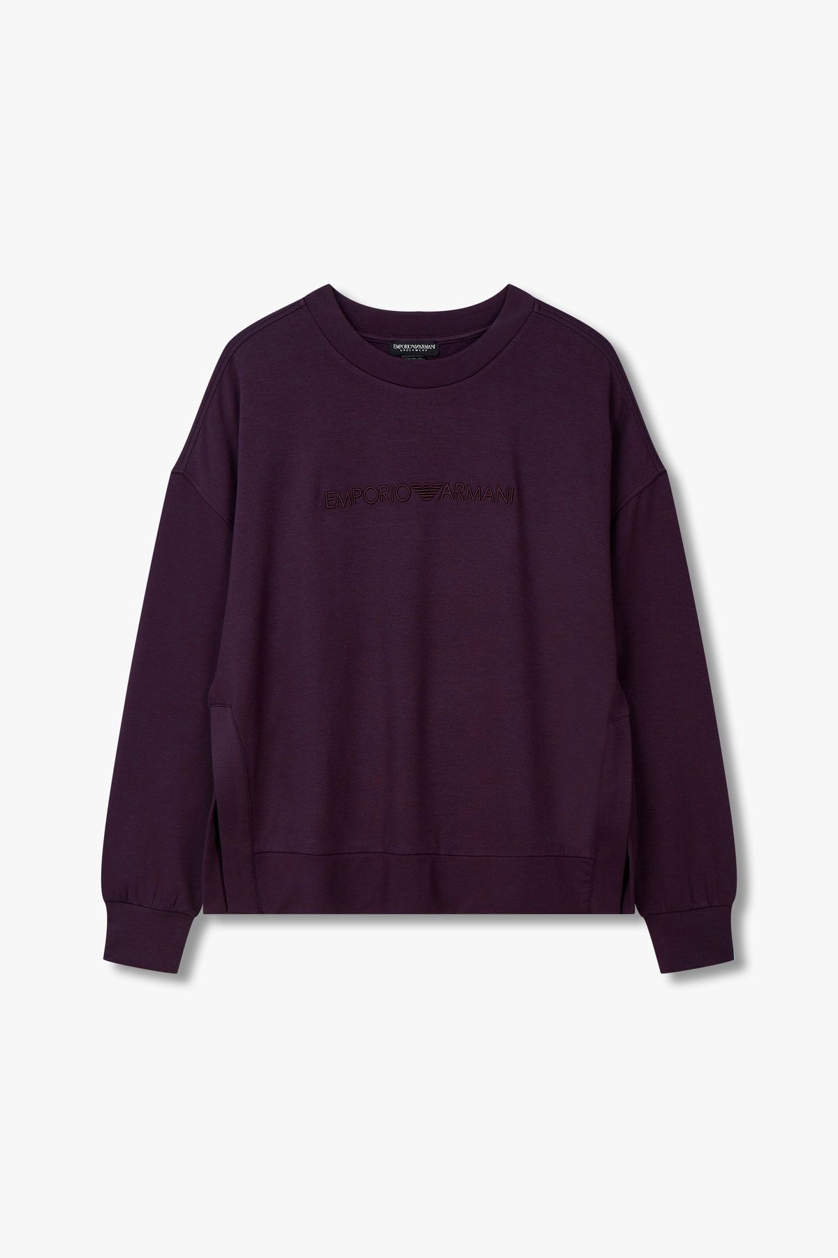 엠포리오 아르마니 언더웨어(EMPORIO ARMANI UNDERWEAR) 여성 사이드 슬릿 라운지 맨투맨_다크 퍼플 0824336509