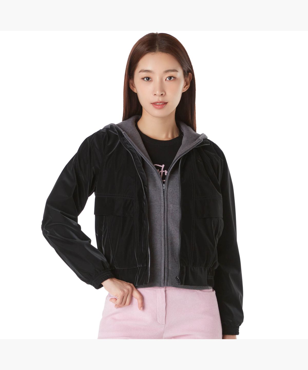 르꼬끄 골프(LECOQ GOLF) 여성 세미글로시 봄버형 점퍼 (GP322LBL91)