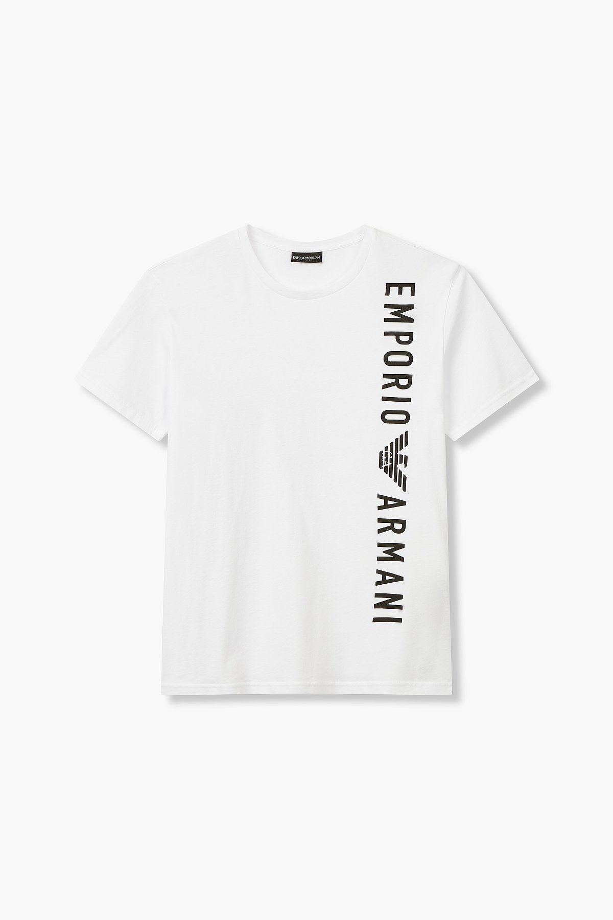 엠포리오 아르마니 언더웨어(EMPORIO ARMANI UNDERWEAR) 남성 사이드 로고 라운지 티셔츠_화이트 0814114022
