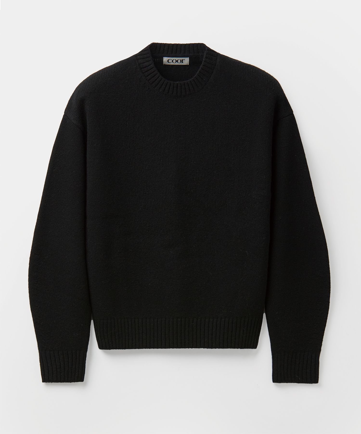 MUSINSA | COOR Wool Crop Crewneck Sweater (Black)