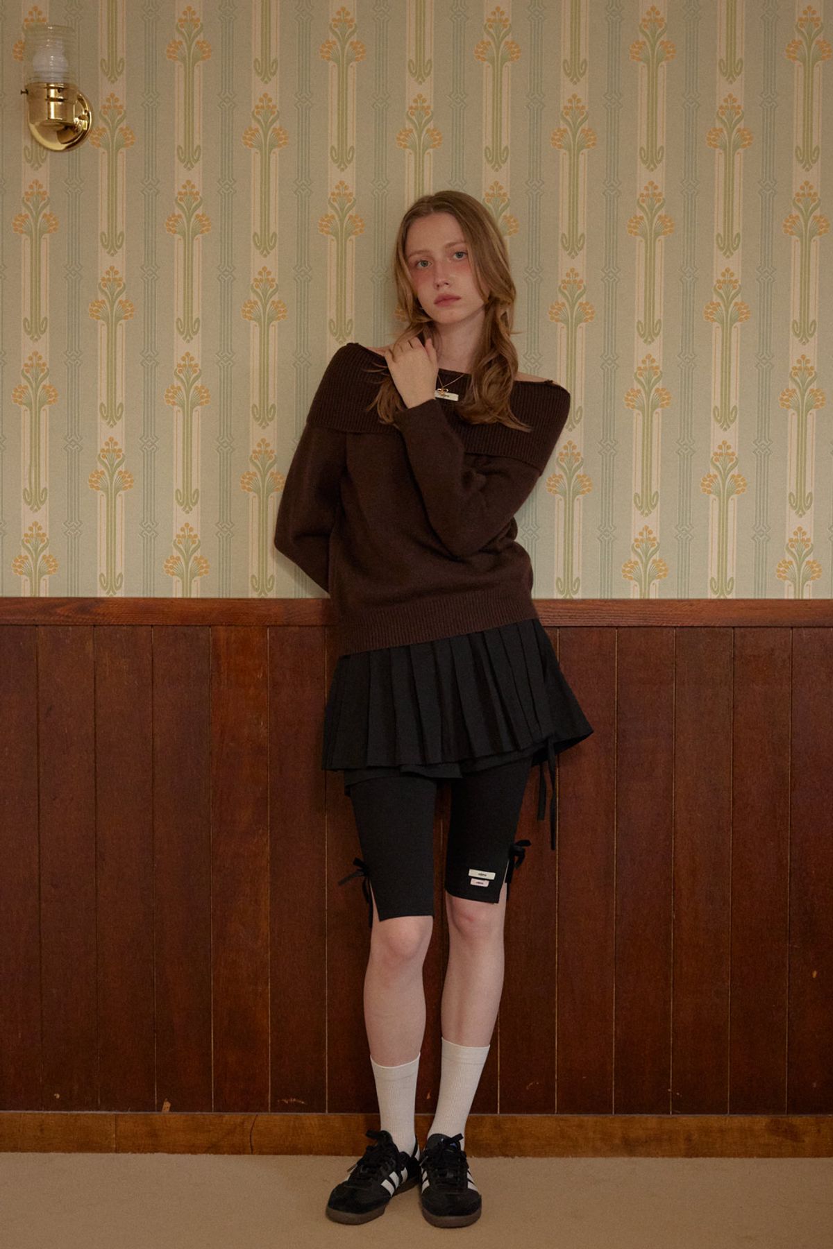 레터리(LETERIE) PLEATS MINI SKIRT PANTS_BLACK