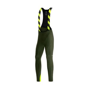 C3 써모 빕 타이즈 - 유틸리티 그린/네온 옐로우 (남성용) 패드내장