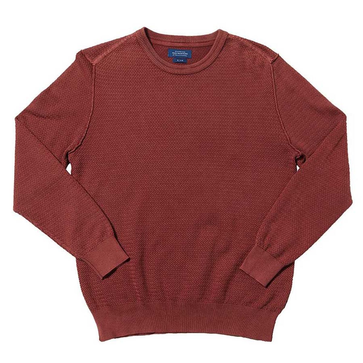 블랙브라운(BLACKBROWN) 라운드 와플 다잉 코튼 니트 [BURGUNDY]