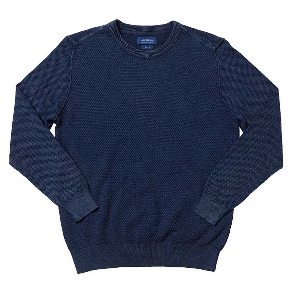 블랙브라운(BLACKBROWN) 라운드 와플 다잉 코튼 니트[NAVY]