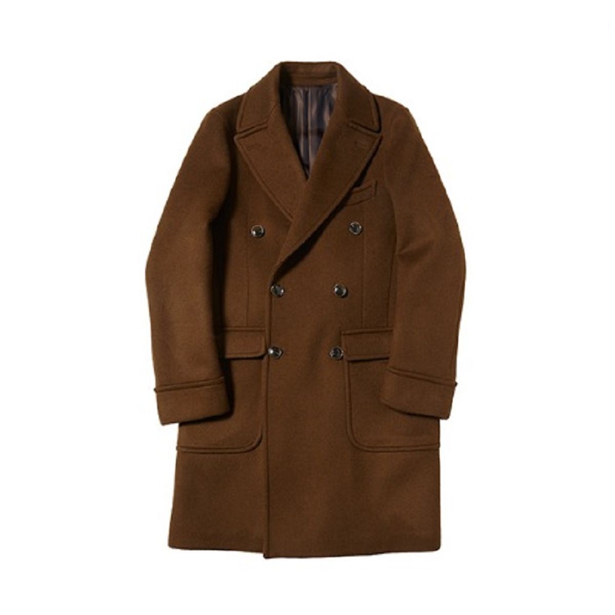 블랙브라운(BLACKBROWN) 더블 폴로 울코트  [BROWN]