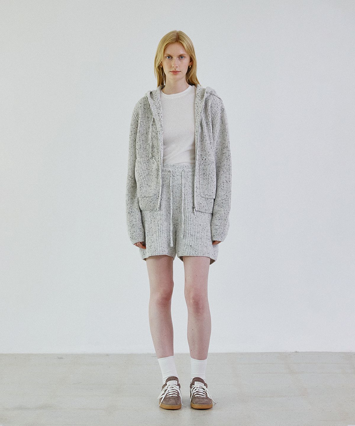 스텝어라운드(STEP AROUND) Nef wool knit half pants_LIGHT GREY