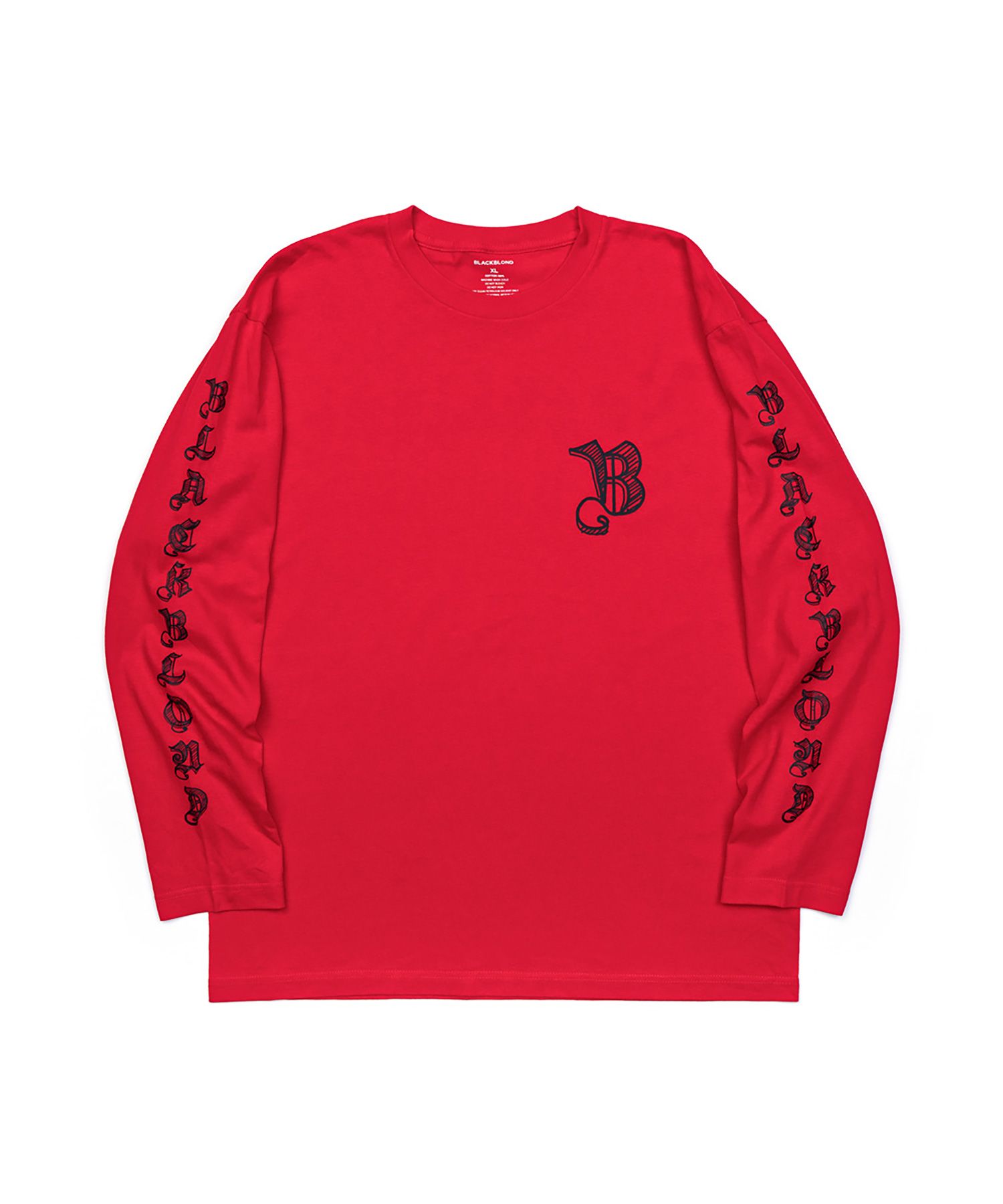 MUSINSA | BLACKBLOND Vivid Sketch Logo Long Sleeve T-Shirt (Red)