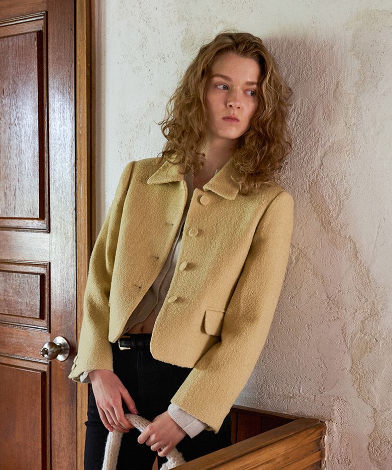 Boucle collar crop jacket_BUTTER